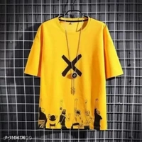 3/4 Selleves Roundneck T-Shirt (White,Yellow) - S