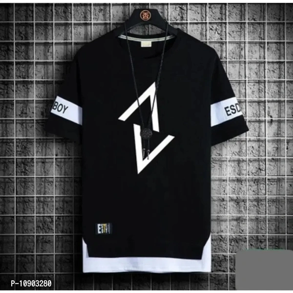Stylogue Half Sleeve Printed T-shirt (Black) - L
