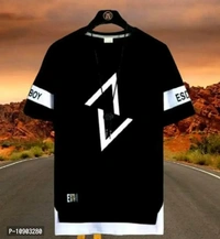 Stylogue Half Sleeve Printed T-shirt (Black) - L