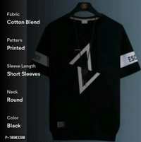 Stylogue Half Sleeve Printed T-shirt (Black) - L