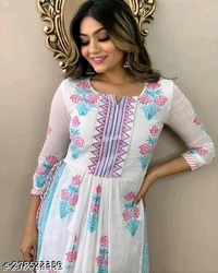 Women Flower Design Kurta Set - L