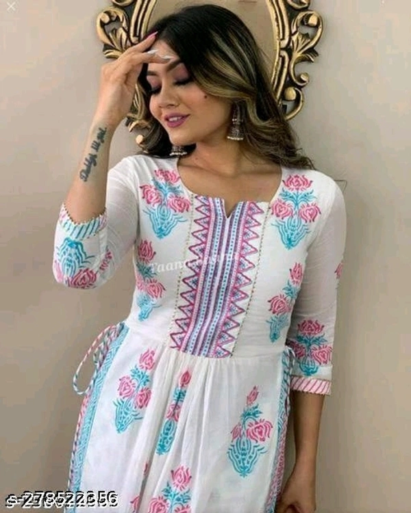 Women Flower Design Kurta Set - Xl