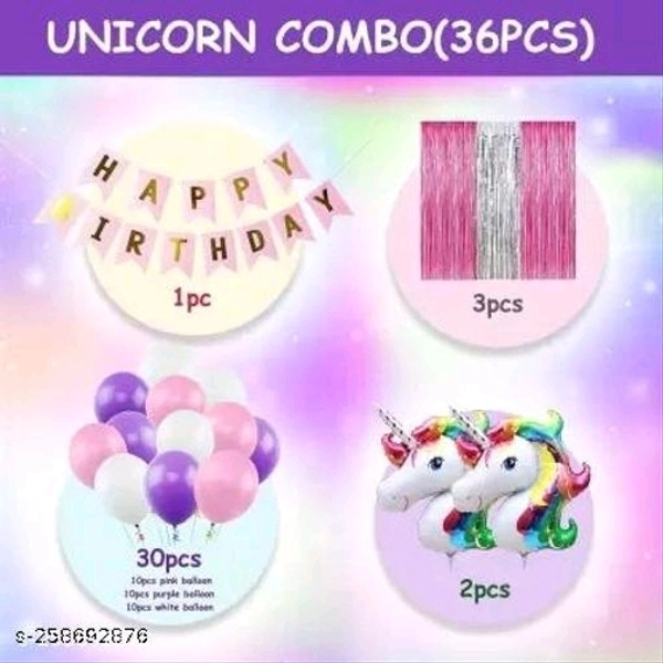 Unicorn Theme Birthday Decoration Combo Set