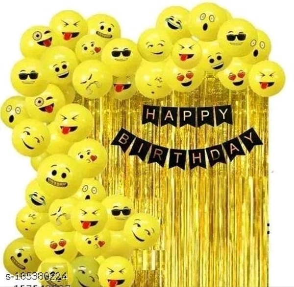 Birthday Decoration Combo Set With Emoji Balloons