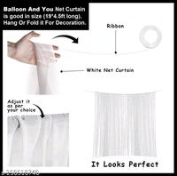 White Net Curtain Decoration With Burgandy Balloons Combo Set