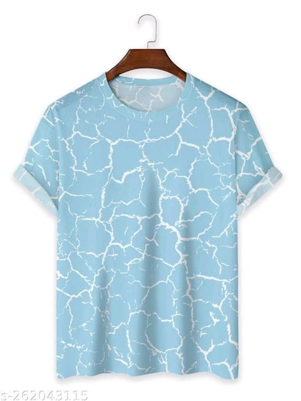 Mens Poly Lycra Casual Stretchable Printed Half Sleeve Mens Round neck T-shirt - M