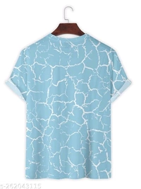 Mens Poly Lycra Casual Stretchable Printed Half Sleeve Mens Round neck T-shirt - M