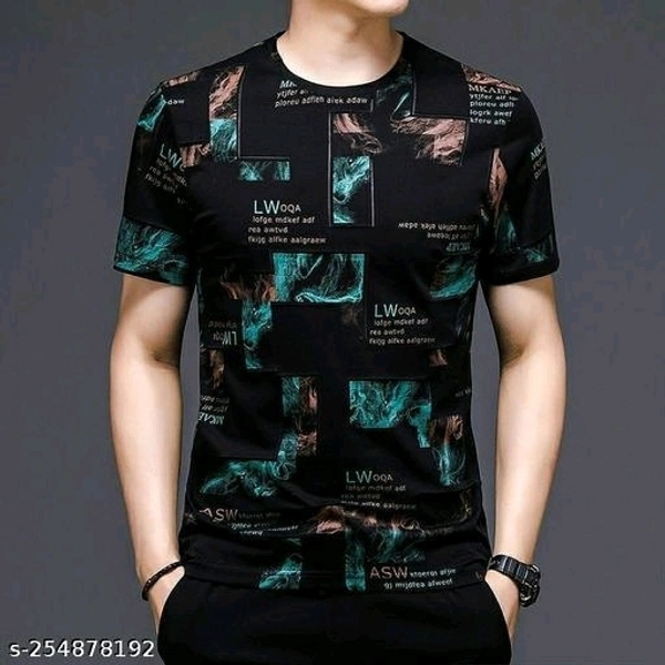 New Design Printed Round Neck Half T-shirt - L