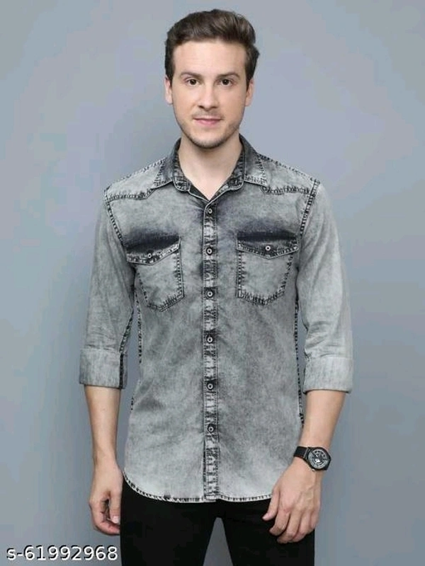 Men Casual Gray Shirts - M