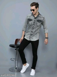 Men Casual Gray Shirts - M