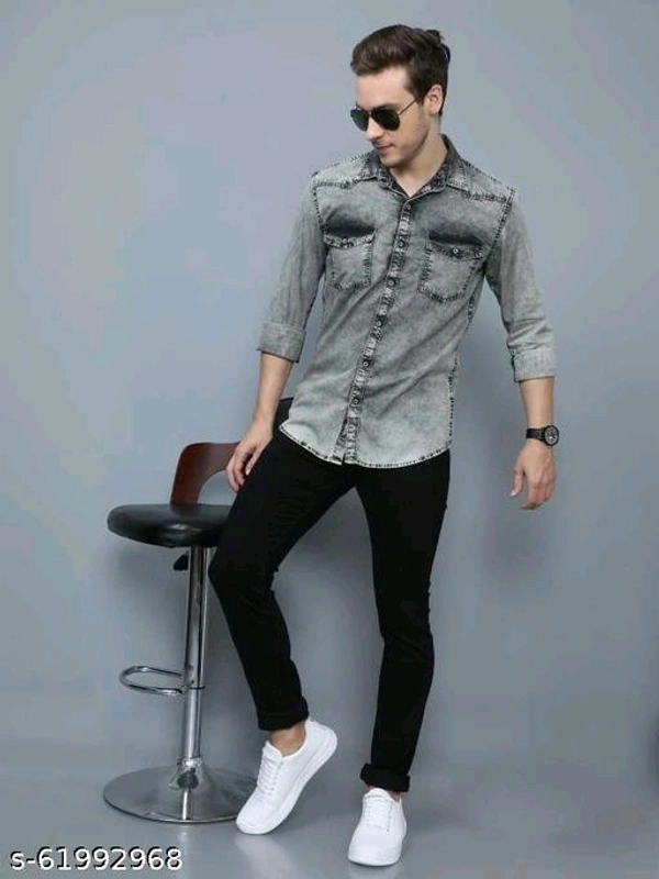 Men Casual Gray Shirts - M