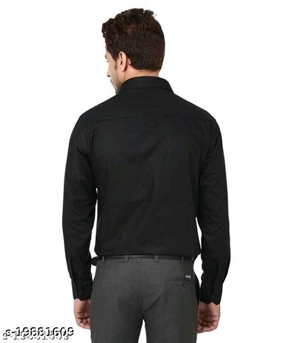 Men's Slid Speard Collar Black Shirt - M