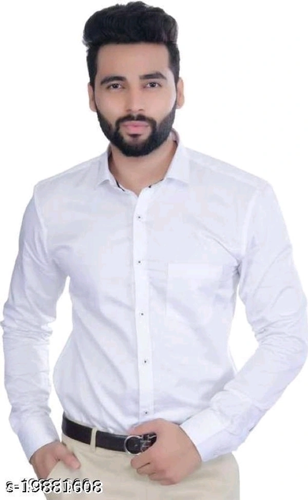 Men's Solid Speard White Shirt - M