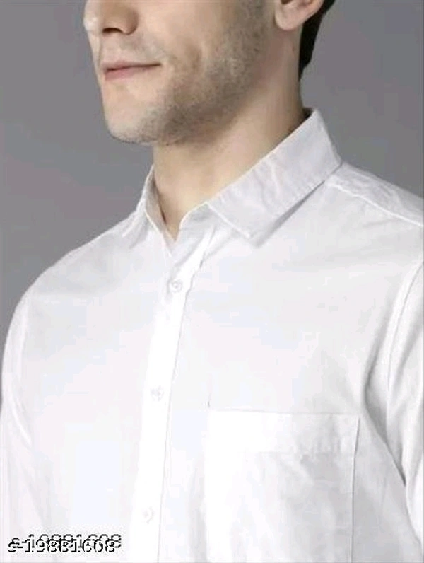 Men's Solid Speard White Shirt - L