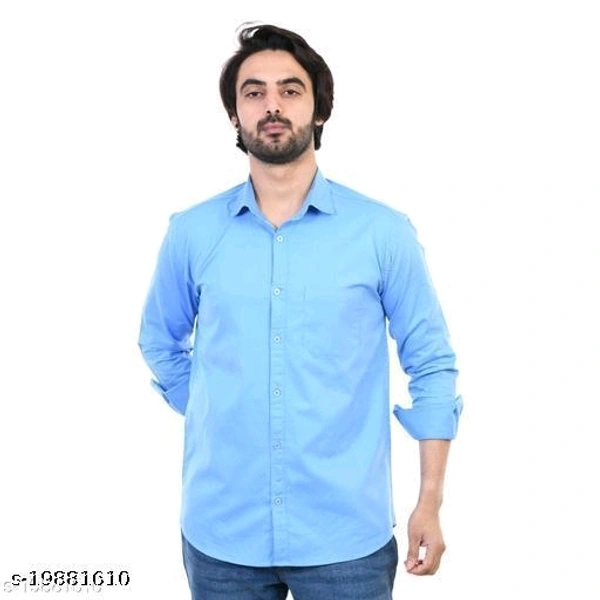 Men's Solid Blue Shirt - L