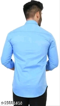 Men's Solid Blue Shirt - L
