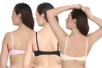 Infashion Double Strip Net Bra (Molticolor, Pack Of 3) - 40B