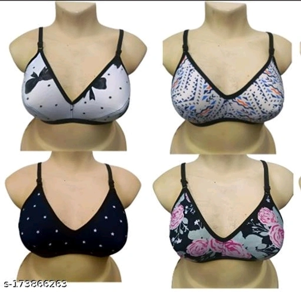 Non Padded Solid Regular Bra (Pack Of 4) - 34B