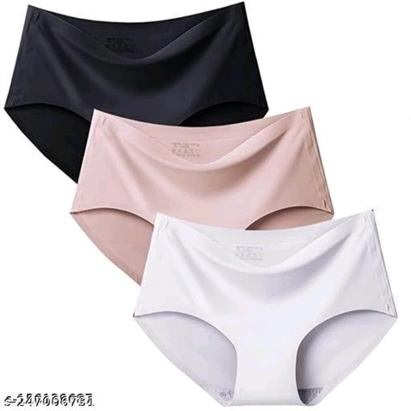 Women's Cotton Ice Silk Seamless Panties (Pack Of 3) - L