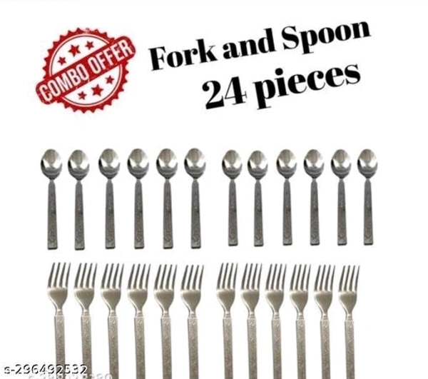 Stainless Steel Spoon & Fork 24 Pcs