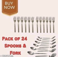 Stainless Steel Spoon & Fork 24 Pcs