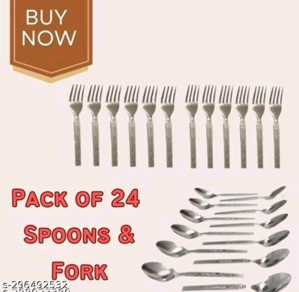 Stainless Steel Spoon & Fork 24 Pcs