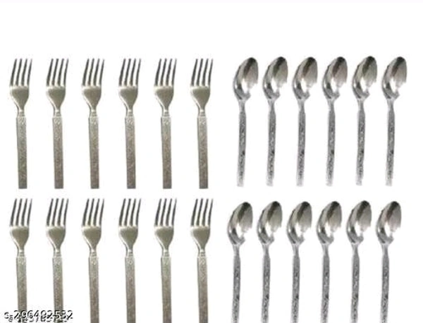 Stainless Steel Spoon & Fork 24 Pcs