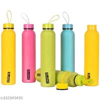 Phantom Colorful Plastic 1000ml Water Bottle Combo Set Of 6 Pcs (multicolor )