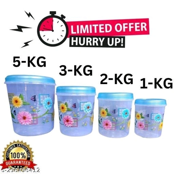 Storage King Plastic Jar/Container Pack Of 4 Pcs (1kg, 2kg, 3kg, 5kg)