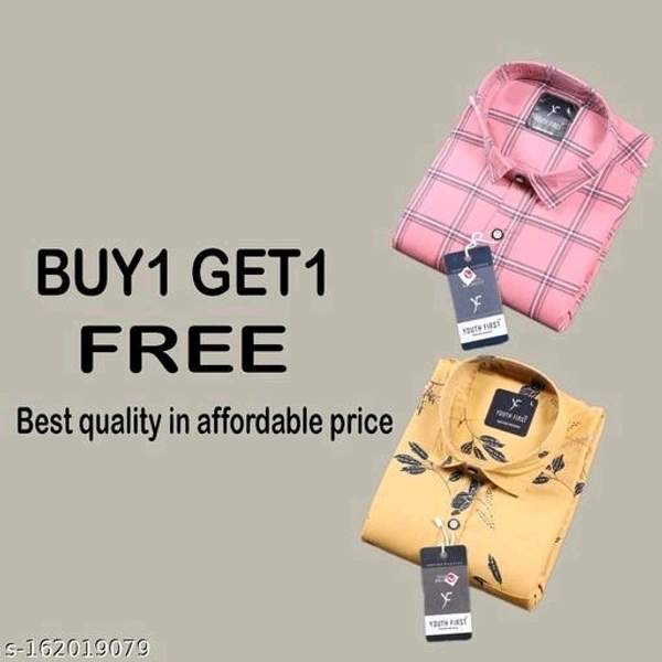 Youth First Men's Chacked Spread Collar Pink Shirts(Pack Of 2) - XXL