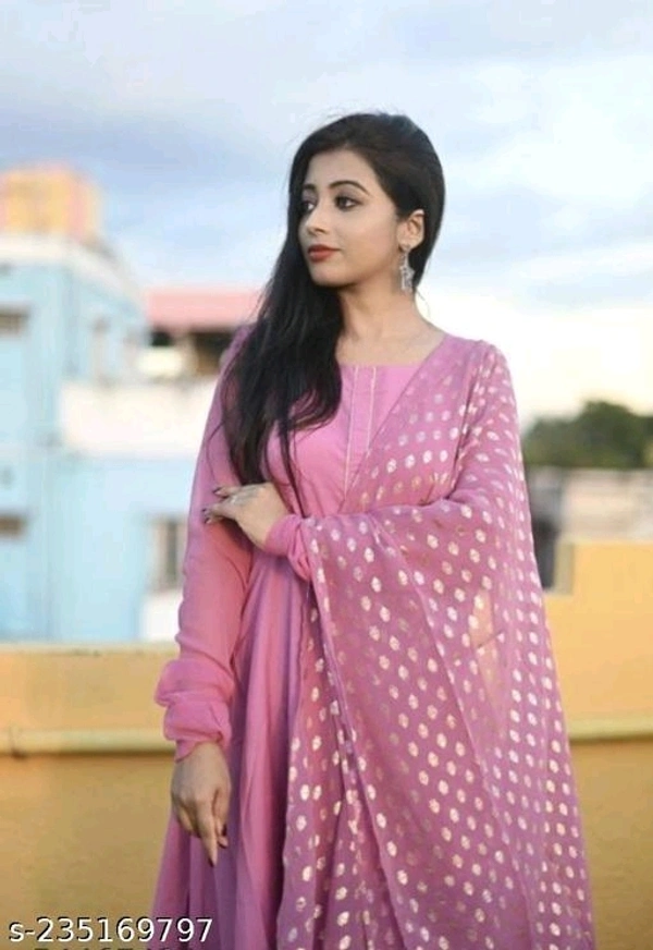 FAB GALAXY Pink French Rose Color Anarkali Kurti With Printed Dupatta Sets - 4XL, Persian Pink