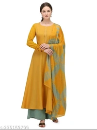 FAB GALAXY Pink French Rose Color Anarkali Kurti With Printed Dupatta Sets - XXXL, Gold