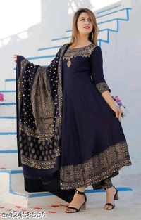 Women Printed Rayon Anarkali With Dupatta Set - XXL