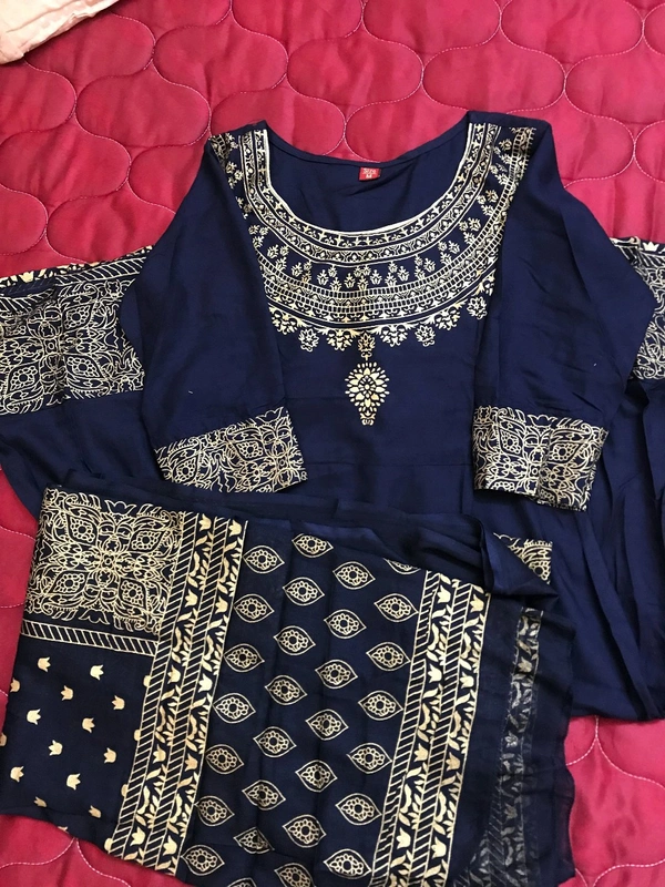 Women Printed Rayon Anarkali With Dupatta Set - XXL