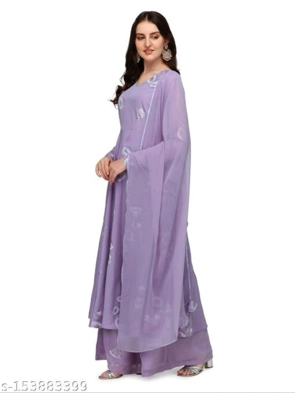 FAB GALAXY Anarkali Kurti With Printed Dupatta & Plazzo Set - L