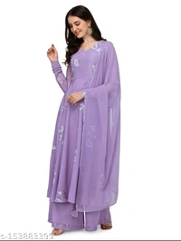 FAB GALAXY Anarkali Kurti With Printed Dupatta & Plazzo Set - L
