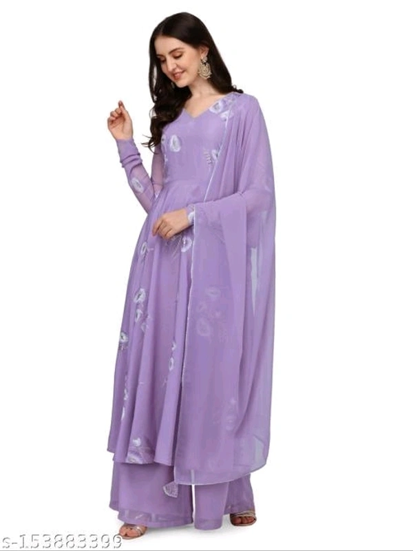 FAB GALAXY Anarkali Kurti With Printed Dupatta & Plazzo Set - L