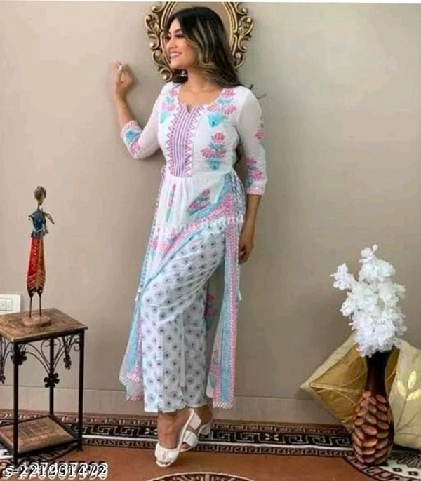 Nayra Cut Nev Design Printed Kurta Pant Set - L