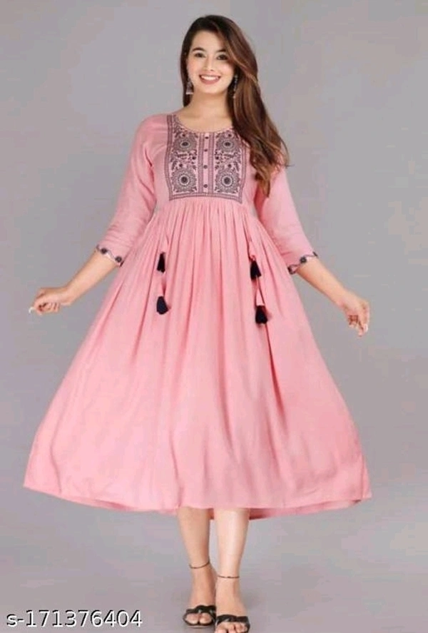 Women's Rayon Anarkali Kurti - M