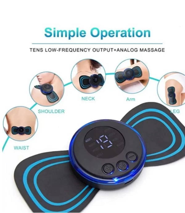 Shaggy BTM 8 Modes & 19 Strength Rechargeable Pain Relief EMS Butterfly Massager Machine (This Item is Only delivered to 758020 Pin code)