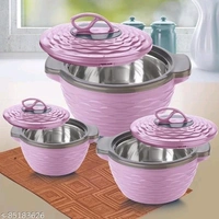 Classic Insulated Inner Stainless Steel Casserole (700ml,1300ml, 2000ml) Pack Of 3