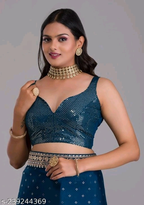 Peacock Blue ZariWork Chinon Desighner Saree