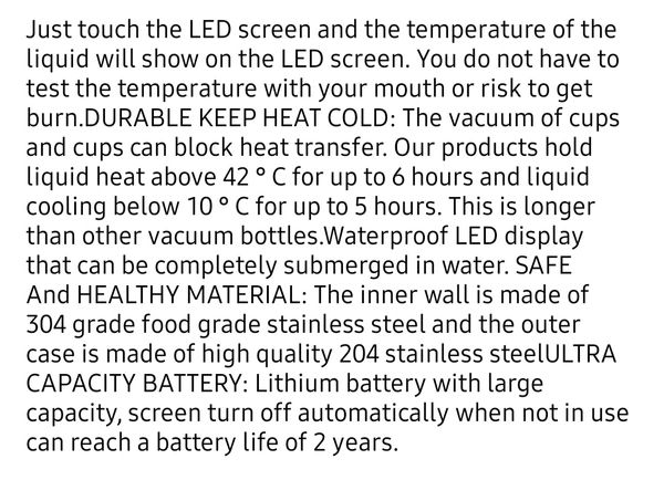 Smart LED Temperature Water Bottle (500ml) - Black