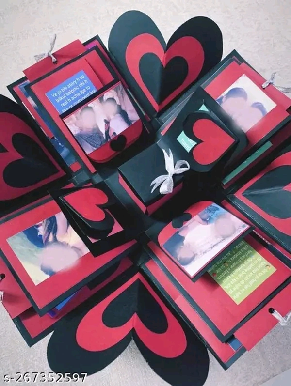 Red & Black Greetings Card Explosion Box For Valentine Day Gift