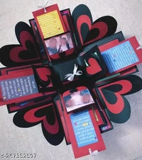 Red & Black Greetings Card Explosion Box For Valentine Day Gift