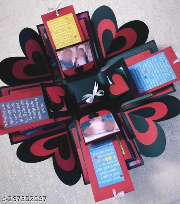Red & Black Greetings Card Explosion Box For Valentine Day Gift