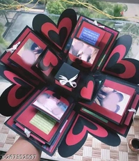 Red & Black Greetings Card Explosion Box For Valentine Day Gift
