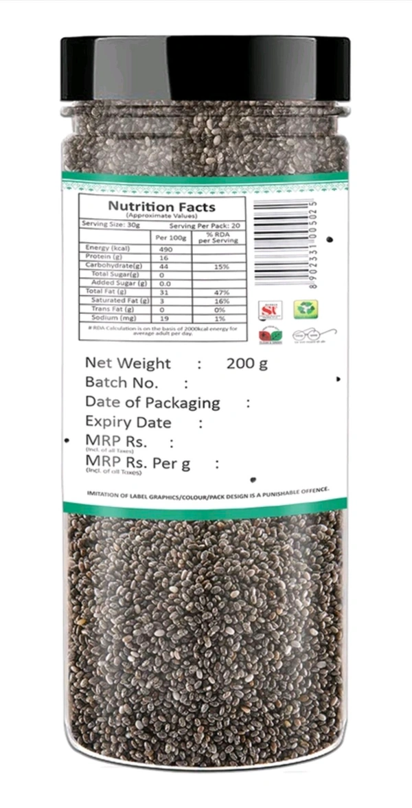 YUM YUM Raw Chia Seeds, Healthy Seeds, Rich in Calcium Chia Seeds (200 g)