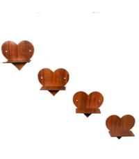 Heart Shape Wooden Wall Pot Stand Set Of 4