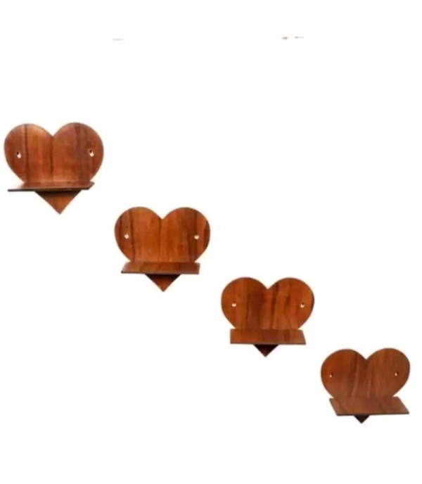Heart Shape Wooden Wall Pot Stand Set Of 4